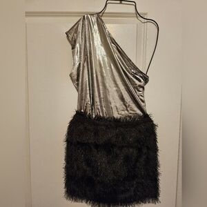 Silver bodysuit and skirt set